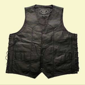 Diamond Plate Genuine Leather 2XL Motorcycle Vest